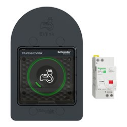 Prise de courant 2P+T renforcée pour véhicules électriques en saillie MUR36016 Mureva EV Link anthracite avec disjoncteur diff. 