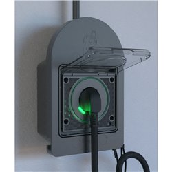 Prise de courant 2P+T renforcée pour véhicules électriques en saillie MUR36016 Mureva EV Link anthracite avec disjoncteur diff. 