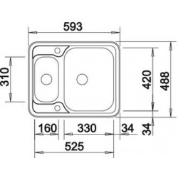 Evier Lantos 6-IF 593x488 mm 1 cuve+vide-sauce Inox 516676