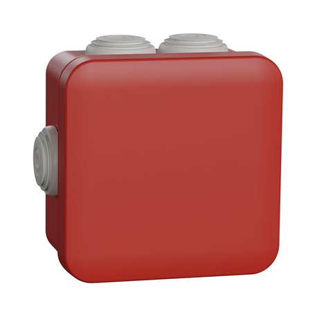 Boîte de dérivation Mureva Box ENN05164 80x80x45 mm à embouts pour circuit de sécurité rouge