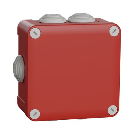 Boîte de dérivation Mureva Box ENN05165 105x105x55 mm à embouts pour circuit de sécurité rouge