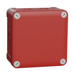 Boîte de dérivation Mureva Box ENN05175 105x105x55 mm pré-défoncée pour circuit de sécurité rouge