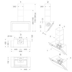 Hotte de cuisine  D7830 murale 808 m3/h, 90 cm