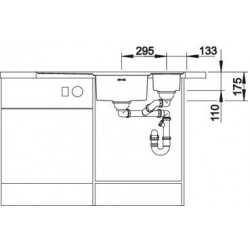 Evier Axis III 6 S-IF Egouttoir à droite avec planche en verre Inox 522105