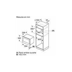 Micro-ondes encastrable Série 9 BFL7221B1 21 Litres 900 Watts