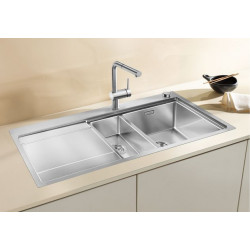 Evier Divon II 6 S-IF Inox 1000x510 mm égouttoir à gauche+vide sauce Inox 521662