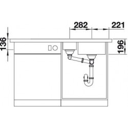 Evier Divon II 6 S-IF Inox 1000x510 mm égouttoir à droite+vide sauce Inox 521661