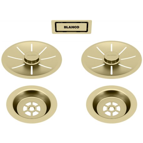 Set de 2 bondes 203477 Satin Gold pour cuve double Set de 2 bondes 203477 Satin Gold pour cuve double