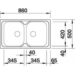 Evier Tipo 8 Inox 860x500 mm 2 Cuves Inox 511924