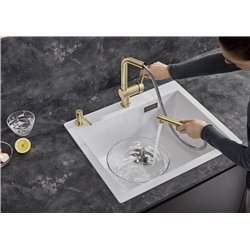 Mitigeur cuisine Linus-S 526684 Satin Gold Levier à droite