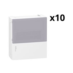 Lot de 10 coffrets électriques Mini Pragma MIP11108T 8 modules portillon transparent en saillie
