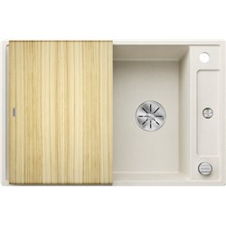 Evier Axia III 45 S Silgranit PuraDur Blanc Soft Planche frêne 527036