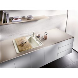 Evier Axia III 45 S Silgranit PuraDur Blanc Soft Planche frêne 527036