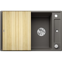 Evier Axia III 45 S Silgranit PuraDur Gris Volcan Planche frêne 527219