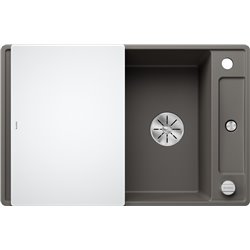 Evier Axia III 45 S-F Silgranit PuraDur Gris Volcan Planche verre blanc 527220