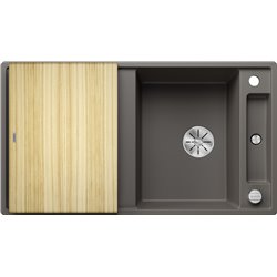 Evier Axia III 5 S Silgranit PuraDur Planche frêne Gris Volcan 527223