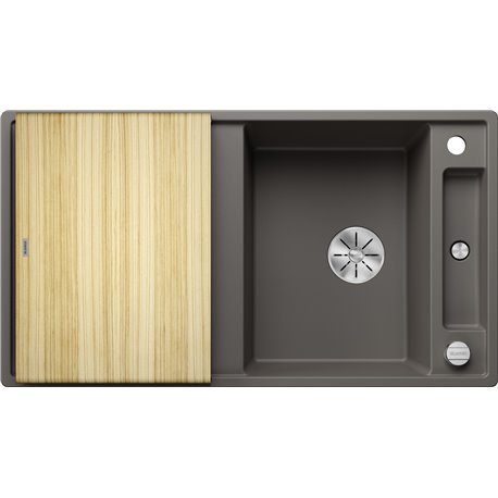 Evier Axia III 5 S Silgranit PuraDur Planche frêne Gris Volcan 527223