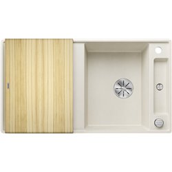 Evier Axia III 5 S-F Silgranit PuraDur Blanc Soft Planche frêne 527041
