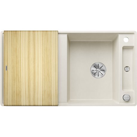 Evier Axia III 5 S-F Silgranit PuraDur Blanc Soft Planche frêne 527041