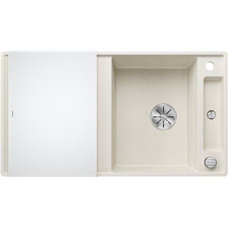 Evier Axia III 5 S-F Silgranit PuraDur Blanc Soft Planche verre blanc 527042