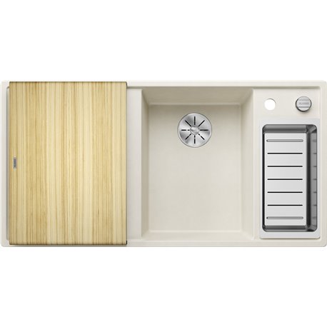 Evier Axia III 6 S Planche frêne Blanc Soft, cuve princip. à droite 527046