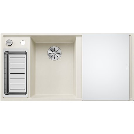 Evier Axia III 6 S Planche verre blanc Blanc Soft, cuve princip. à gauche 527043 Evier Axia III 6 S Planche verre blanc Blanc Soft, cuve princip. à gauche 527043