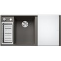 Evier Axia III 6 S Planche verre blanc Gris Volcan, cuve princip. à gauche 527226