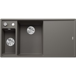 Evier Axia III 6 S Planche verre blanc Gris Volcan, cuve princip. à gauche 527226