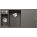 Evier Axia III 6 S Planche verre blanc Gris Volcan, cuve princip. à gauche 527226
