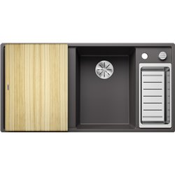 Evier Axia III 6 S Planche frêne Gris Rocher, cuve princip. à droite 523463