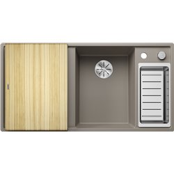 Evier Axia III 6 S Planche frêne Tartufo, cuve princip. à droite 523469