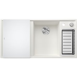 Evier Axia III 6 S Planche verre blanc Blanc, cuve princip. à droite 523477