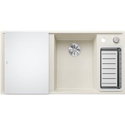 Evier Axia III 6 S Planche verre blanc Blanc Soft, cuve princip. à droite 527045