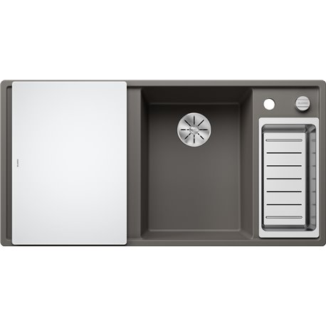 Evier Axia III 6 S Planche verre blanc Gris Volcan, cuve princip. à droite 527228 Evier Axia III 6 S Planche verre blanc Gris Volcan, cuve princip. à droite 527228