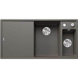 Evier Axia III 6 S Planche verre blanc Gris Volcan, cuve princip. à droite 527228