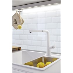 Evier Axia III 6 S Planche frêne Blanc, cuve princip. à droite 523466