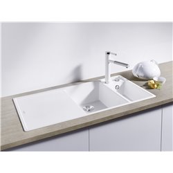 Evier Axia III 6 S Planche verre blanc Blanc, cuve princip. à droite 523477
