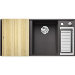 Evier Axia III 6 S-F Silgranit PuraDur Planche frêne Gris Rocher, cuve princip. à droite 523484