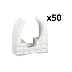 Lot de 50 clips à tube Mureva Fix IMT45820 Ø20 mm blanc polaire