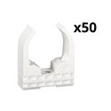 Lot de 50 clips à tube Mureva Fix IMT45825 Ø25 mm blanc polaire