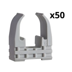 Lot de 50 clips à tube standard Mureva Fix ENN45120 Ø20 mm gris