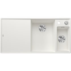 Evier Axia III 6 S-F Silgranit PuraDur Planche verre blanc Blanc, cuve princip. à droite 523492