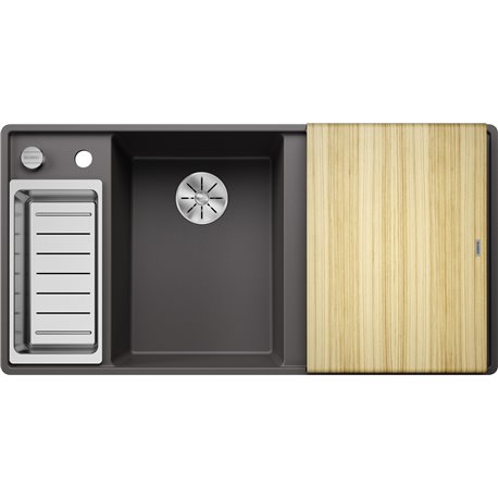 Evier Axia III 6 S-F Silgranit PuraDur Planche frêne Gris Rocher, cuve princip. à gauche 524664 Evier Axia III 6 S-F Silgranit PuraDur Planche frêne Gris Rocher, cuve princip. à gauche 524664