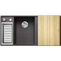 Evier Axia III 6 S-F Silgranit PuraDur Planche frêne Gris Rocher, cuve princip. à gauche 524664