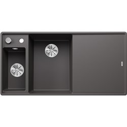 Evier Axia III 6 S-F Silgranit PuraDur Planche verre blanc Gris Rocher, cuve princip. à gauche 524670