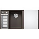 Evier Axia III 6 S-F Silgranit PuraDur Planche verre blanc Café, cuve princip. à gauche 524674