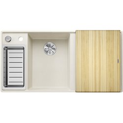 Evier Axia III 6 S-F Silgranit PuraDur Planche frêne Blanc Soft, cuve princip. à gauche 527047