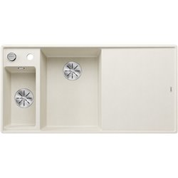 Evier Axia III 6 S-F Silgranit PuraDur Planche verre blanc Blanc Soft, cuve princip. à gauche 527048