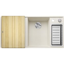 Evier Axia III 6 S-F Silgranit PuraDur Planche frêne Blanc Soft, cuve princip. à droite 527050