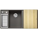 Evier Axia III 6 S-F Silgranit PuraDur Planche frêne Gris Volcan, cuve princip. à gauche 527231
